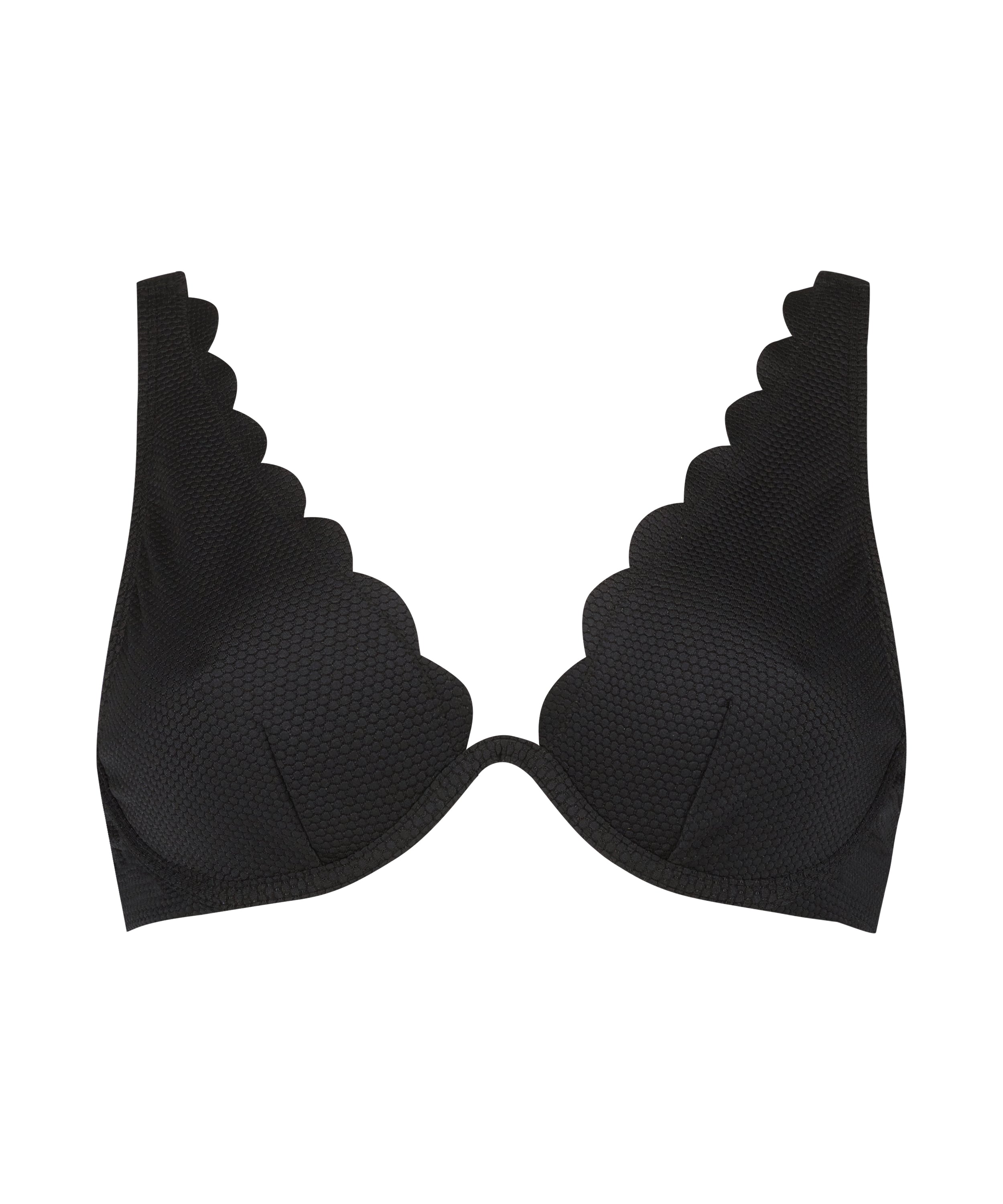 Unwattiertes Bügel-Bikini-Top Scallop  - Schwarz