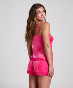 Cami Top Velours Lace  - Rosa