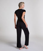 Pyjama-Top Rib Essential  - Schwarz