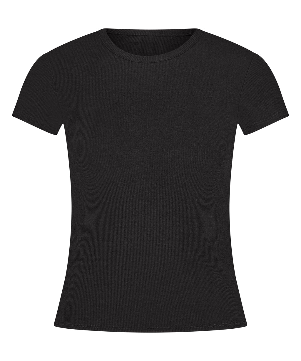 Pyjama-Top Rib Essential  - Schwarz