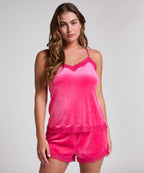 Cami Top Velours Lace  - Rosa