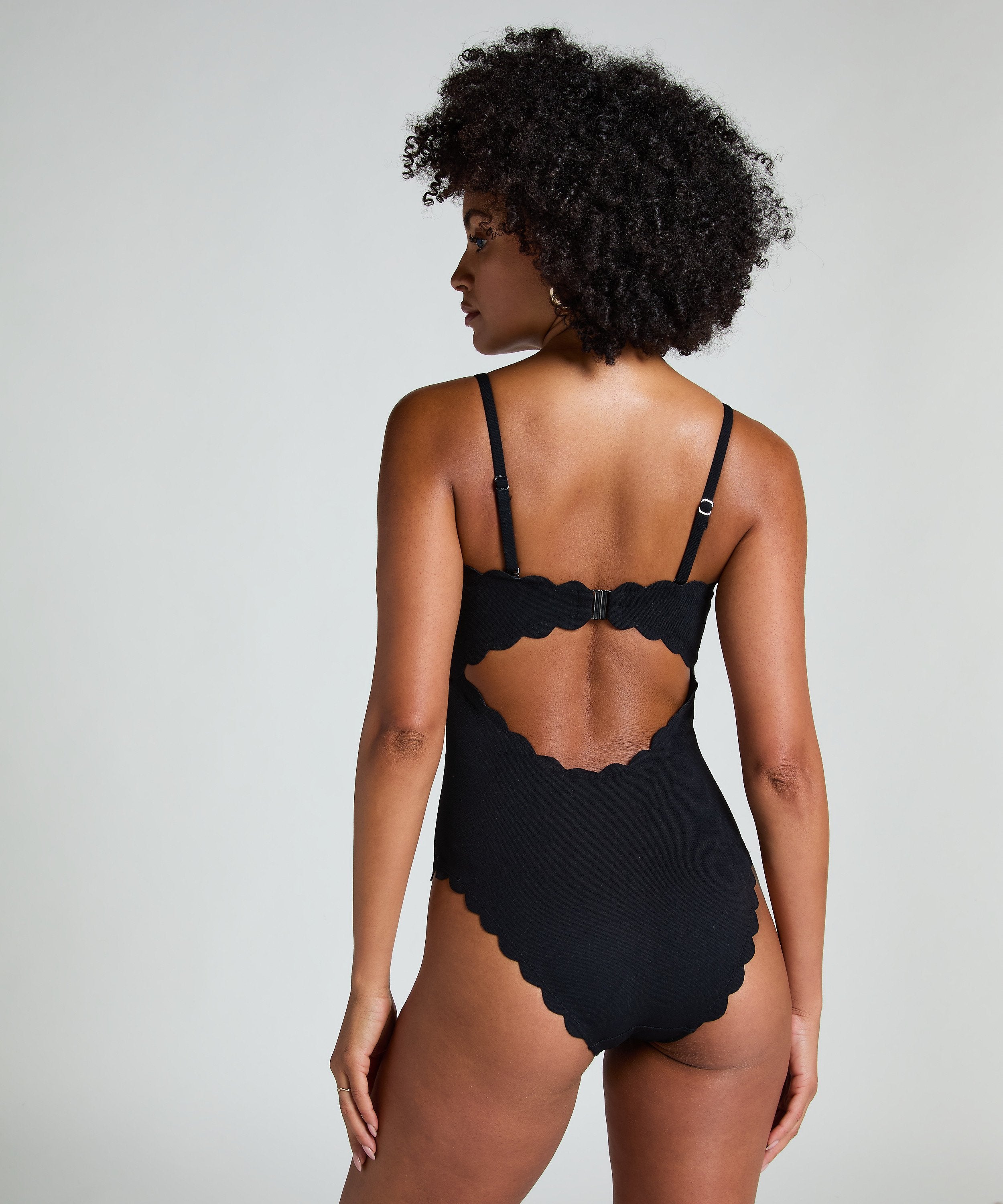 Badeanzug Bandeau Scallop  - Schwarz