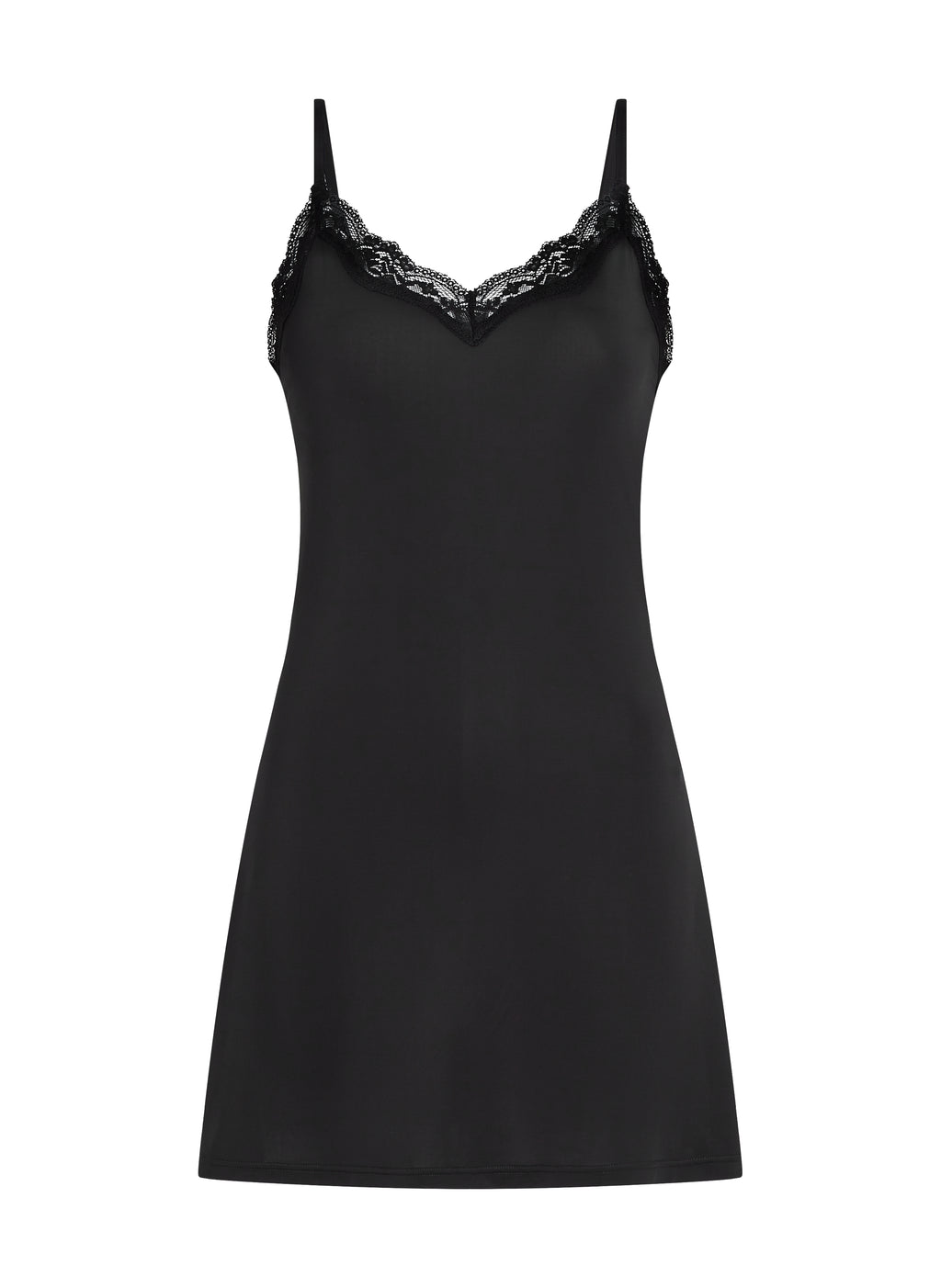 Straffendes Unterkleid mit Spitze  - Schwarz