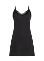 Straffendes Unterkleid mit Spitze  - Schwarz