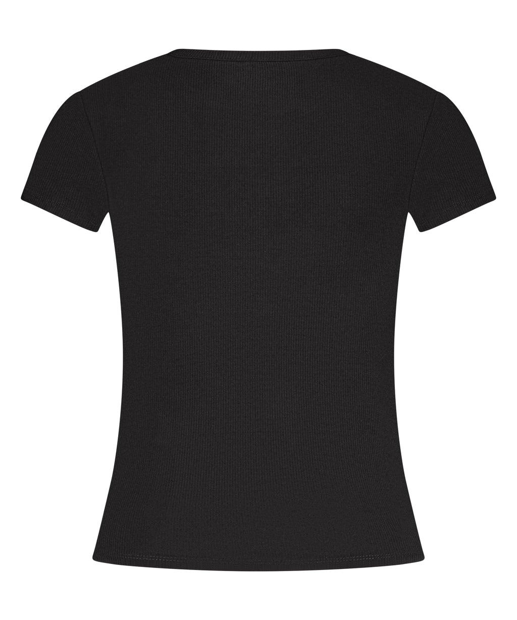 Pyjama-Top Rib Essential  - Schwarz