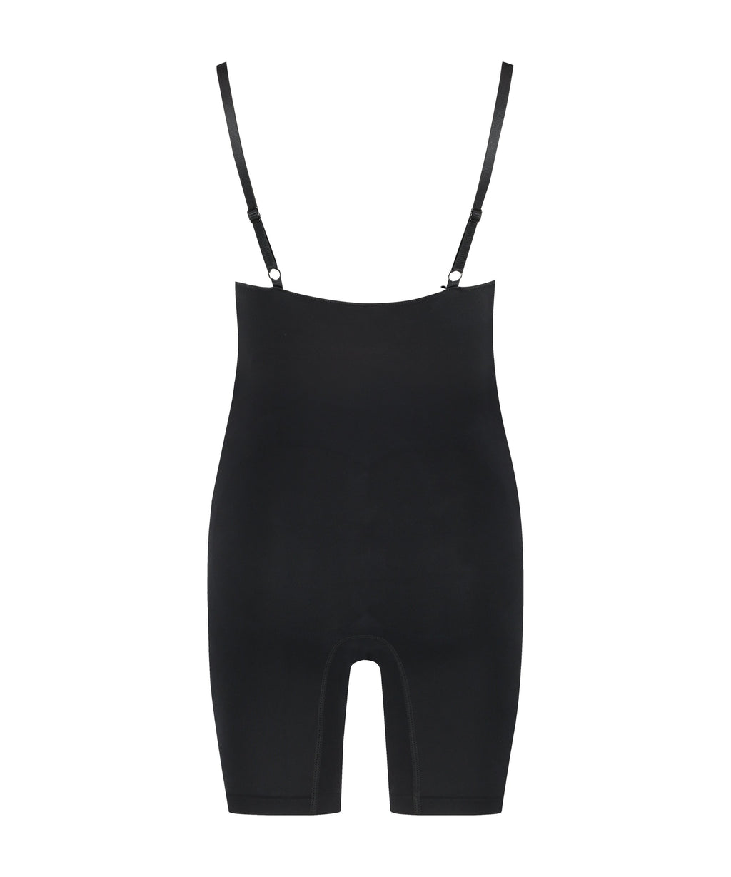 Nahtlos betonender Bodysuit mit hohem Beinausschnitt  - Schwarz