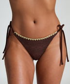 Bikini Slip Cheeky Tanga Crochet  - Braun
