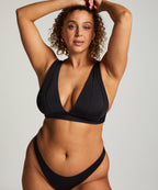 Bikini Slip mit hohem Beinausschnitt Luxe  - Schwarz