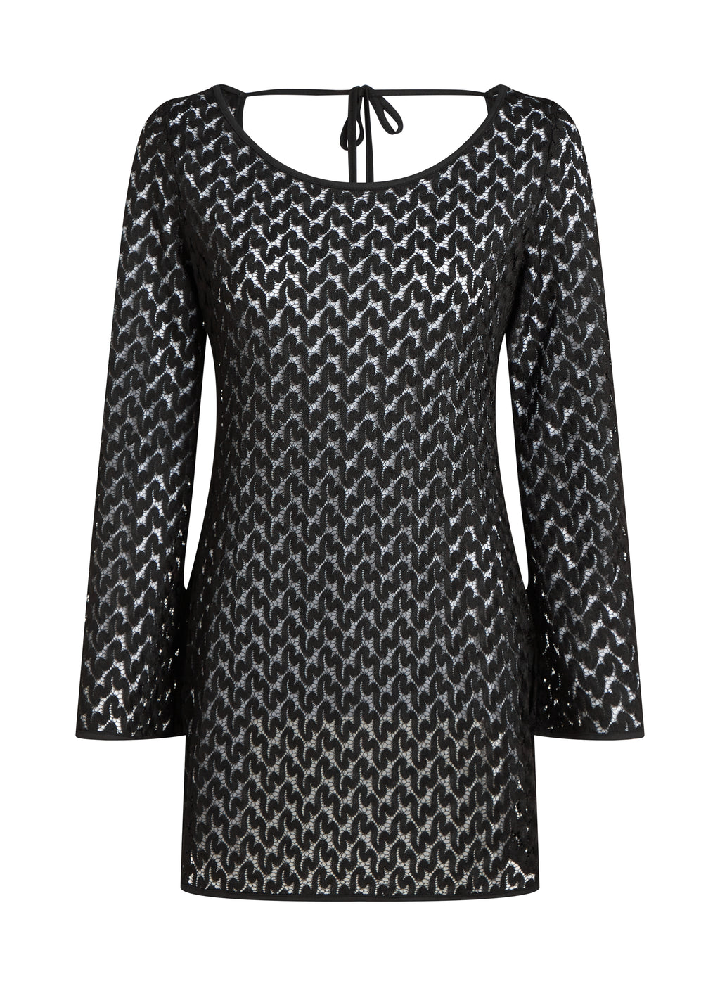 Strand-Häkelkleid  - Schwarz
