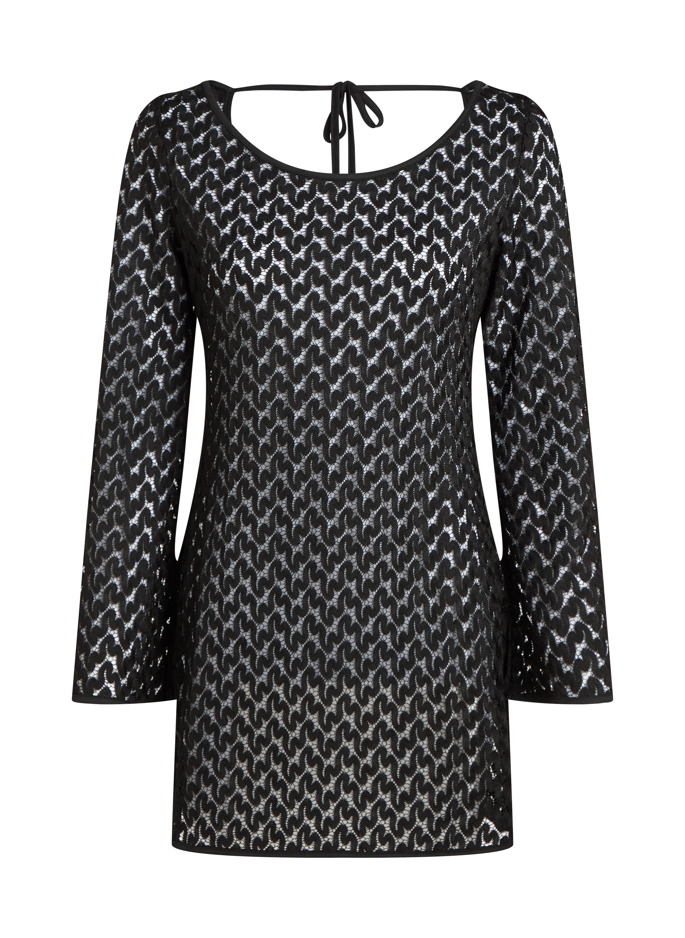 Strand-Häkelkleid  - Schwarz