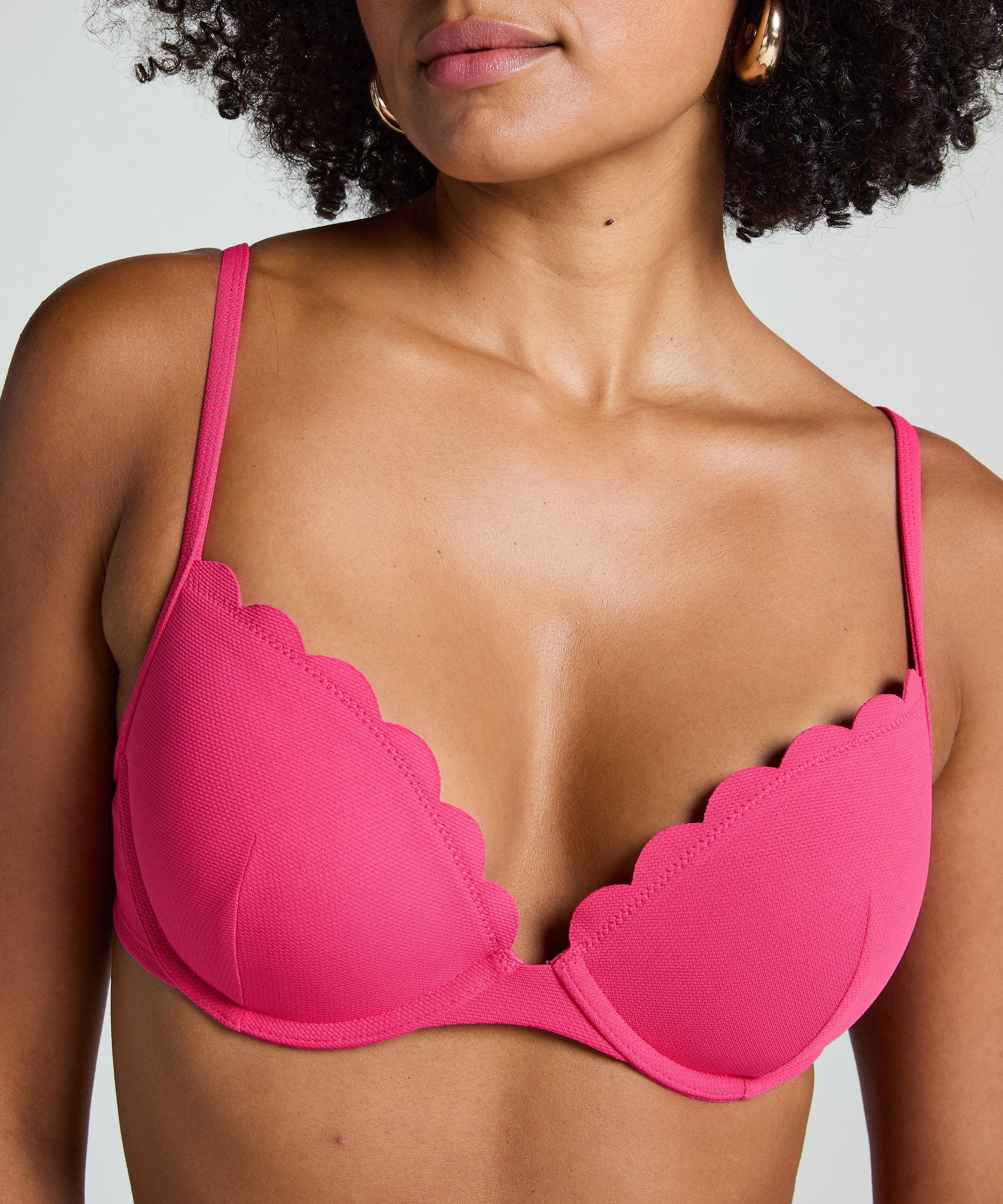 Vorgeformtes Push-up Bügel-Bikinitop Scallop Cup A - E  - Rosa