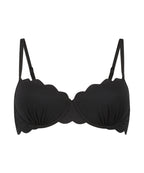 Wattiertes Bügel-Bikinioberteil Scallop  - Schwarz