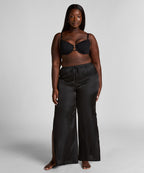 Satin-Strandhose  - Schwarz