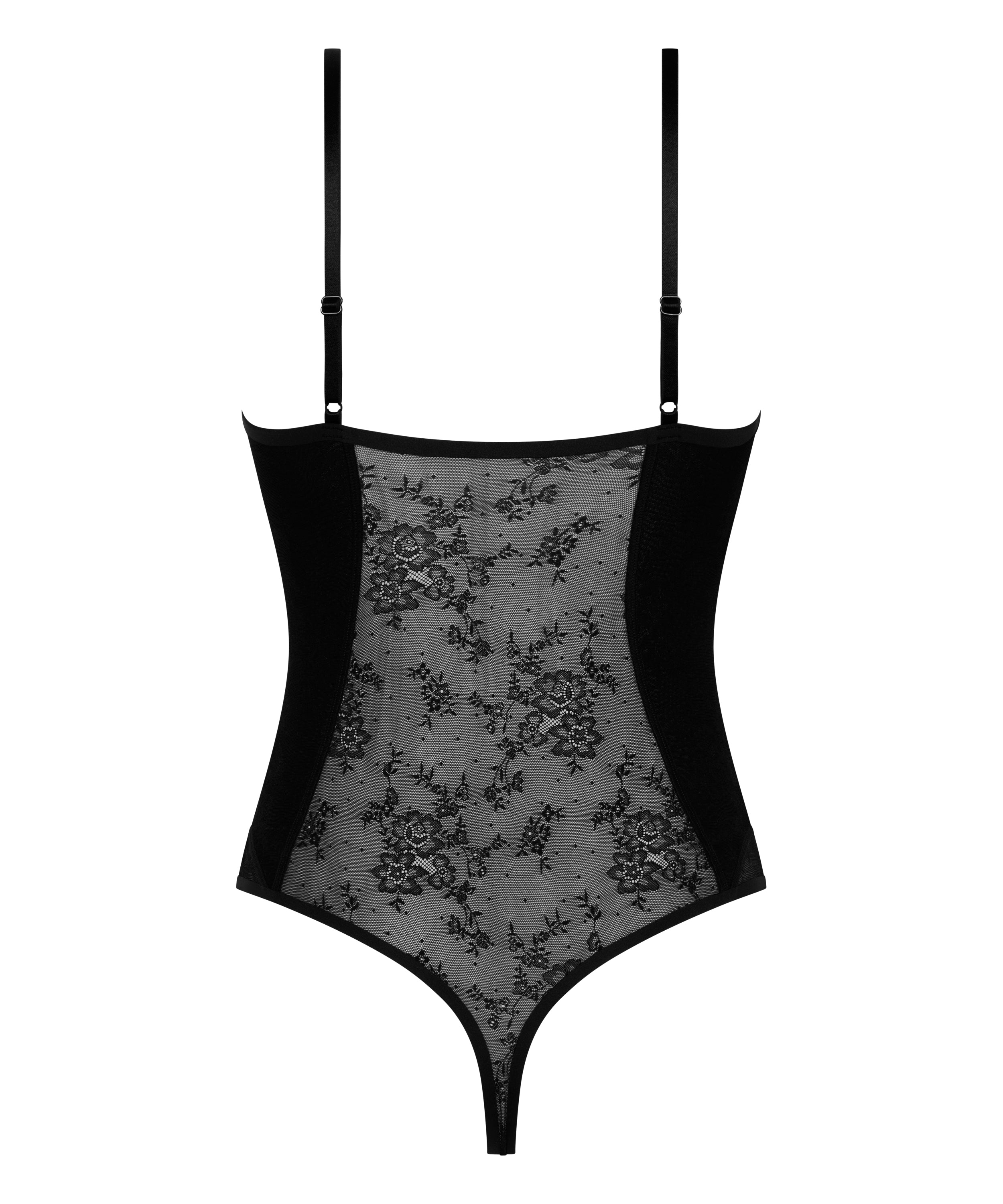 Body mit Spitze  - Schwarz