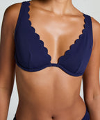 Unwattiertes Bügel-Bikini-Top Scallop  - Blau