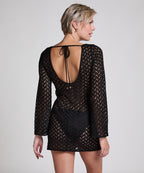 Strand-Häkelkleid  - Schwarz