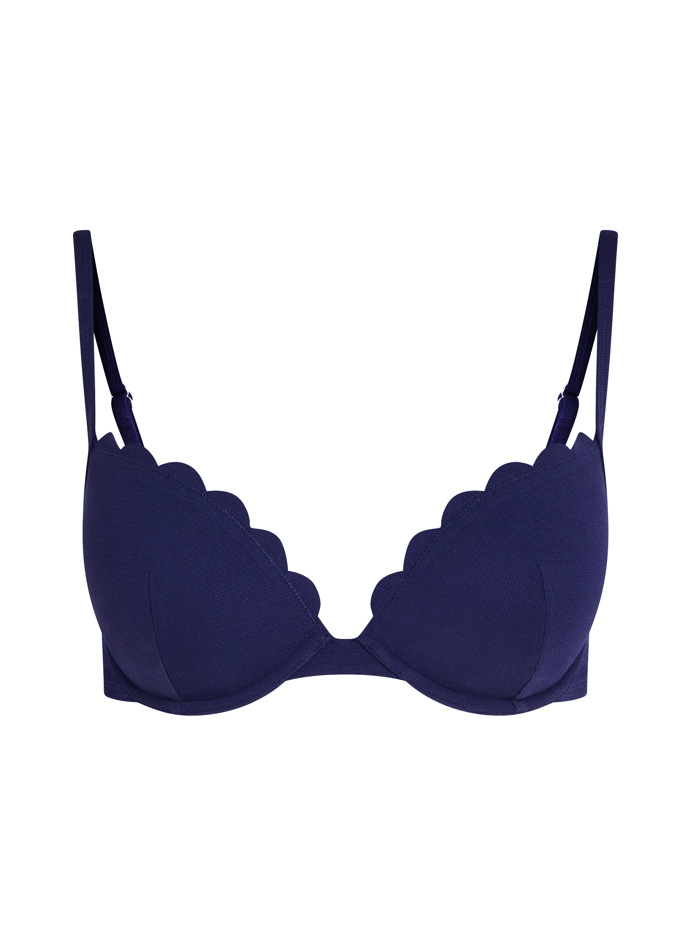 Vorgeformtes Push-up Bügel-Bikinitop Scallop Cup A - E  - Blau