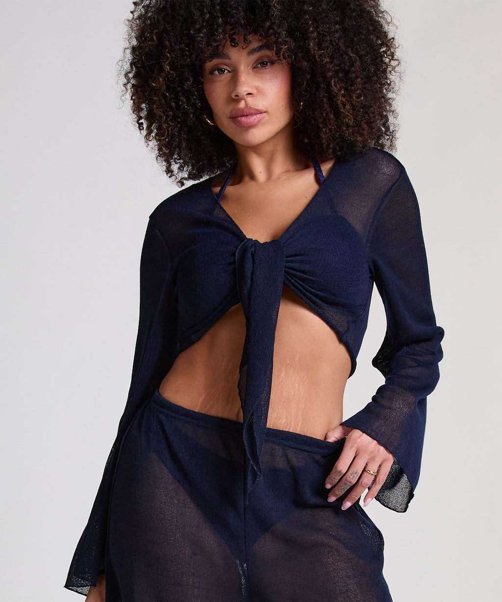 Strand-Strick-Top  - Blau