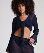 Strand-Strick-Top  - Blau