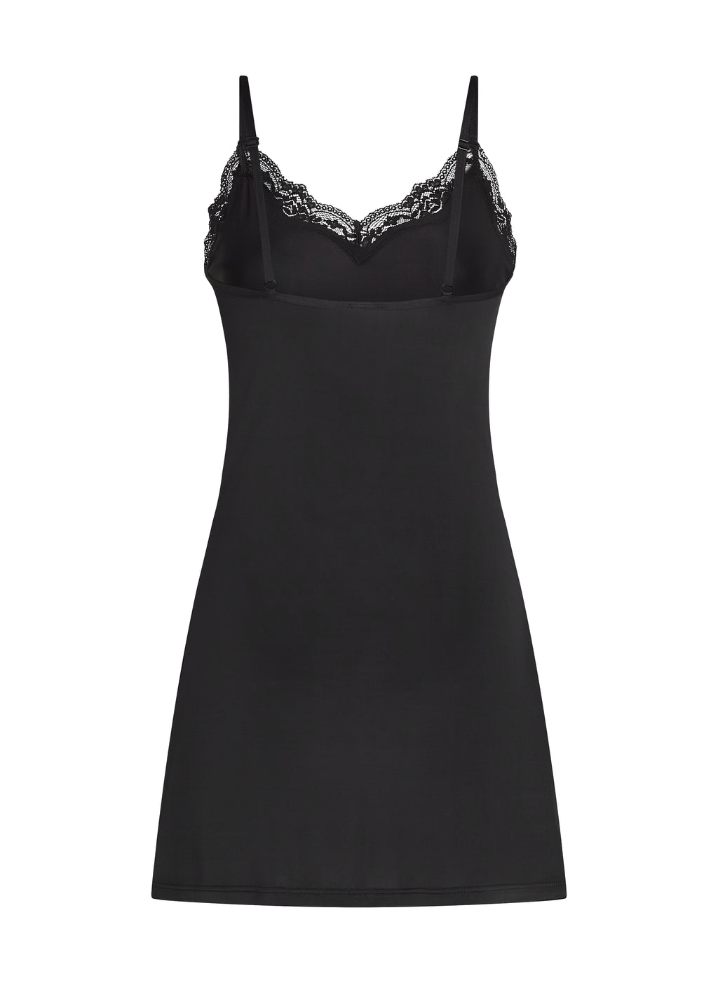 Straffendes Unterkleid mit Spitze  - Schwarz