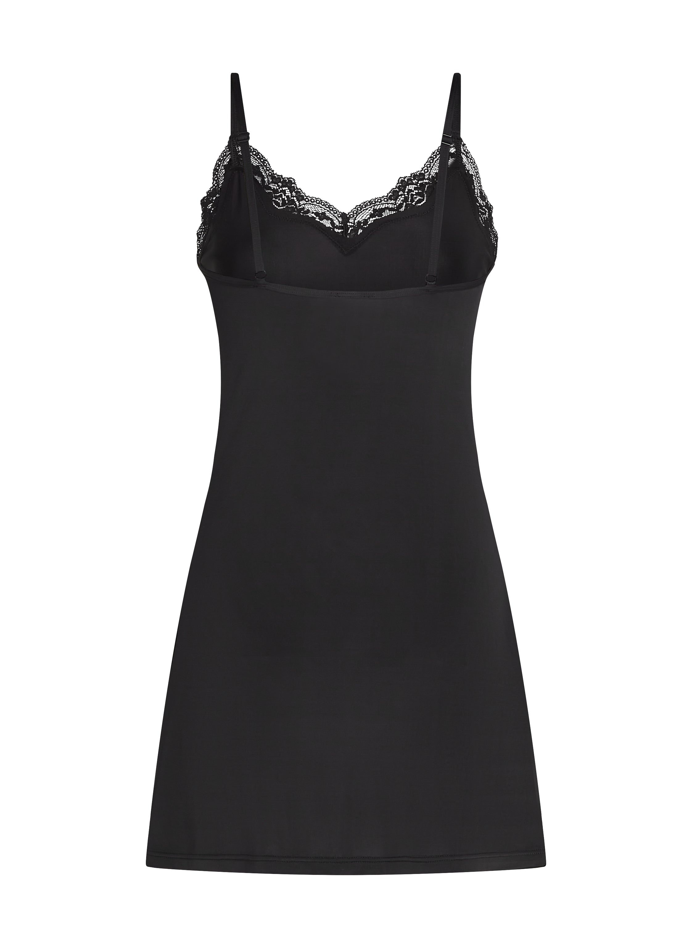 Straffendes Unterkleid mit Spitze  - Schwarz