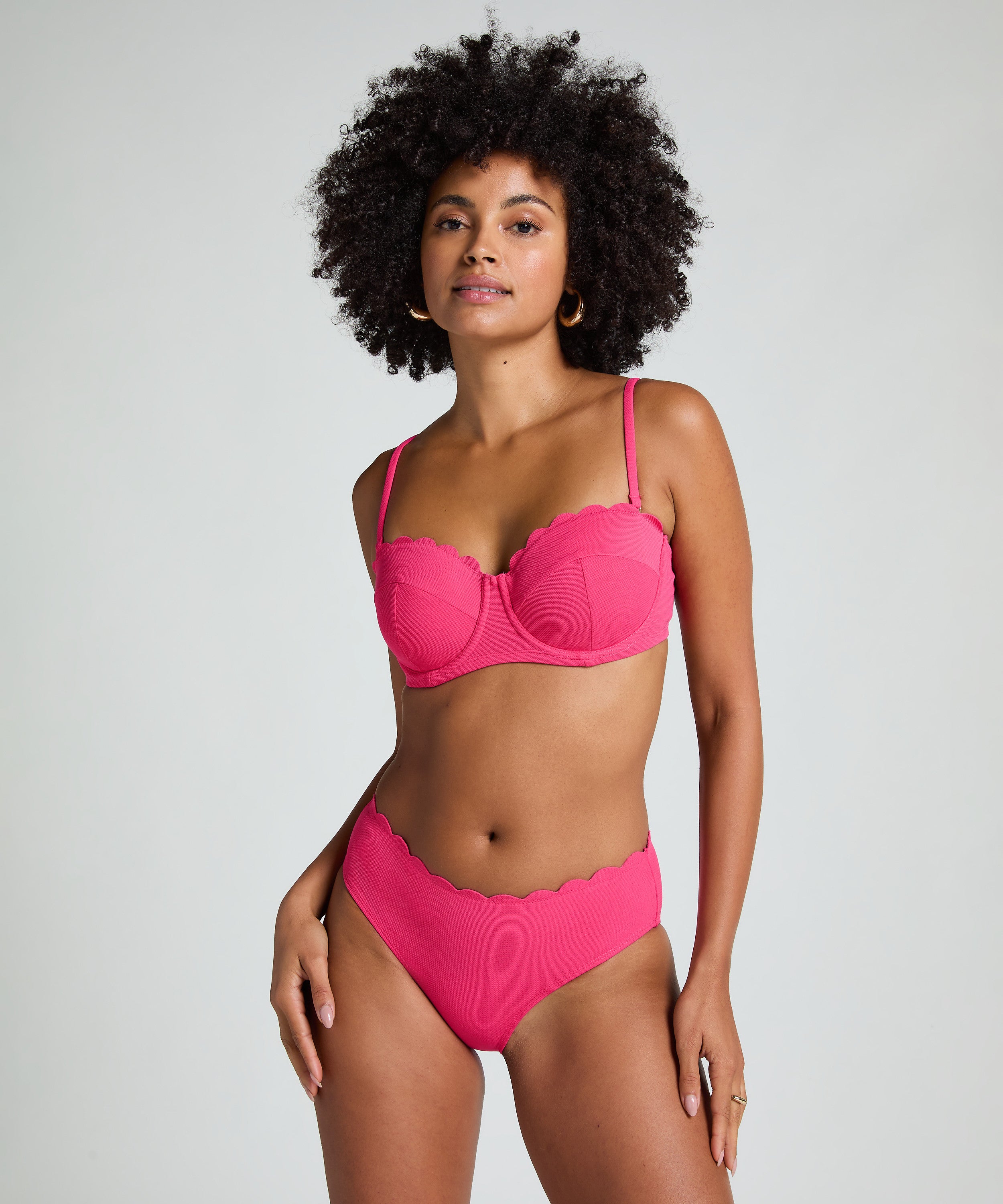 Gepolstertes trägerloses Bikinioberteil mit Bügel Scallop Cup E +  - Rosa