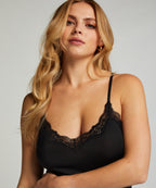 Straffendes Unterkleid mit Spitze  - Schwarz