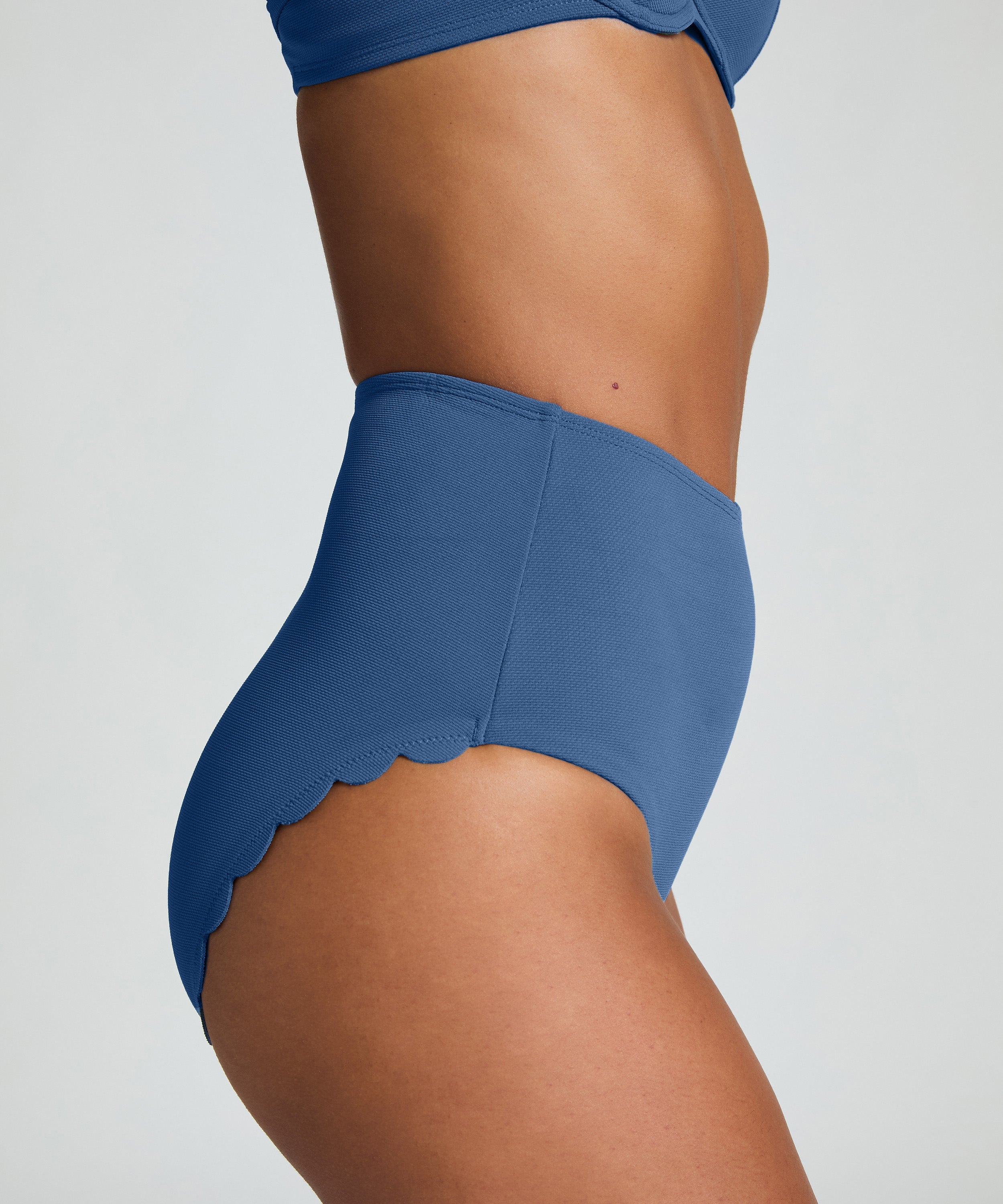 Scallop High-Waist Rio-Bikini-Unterteil  - Blau