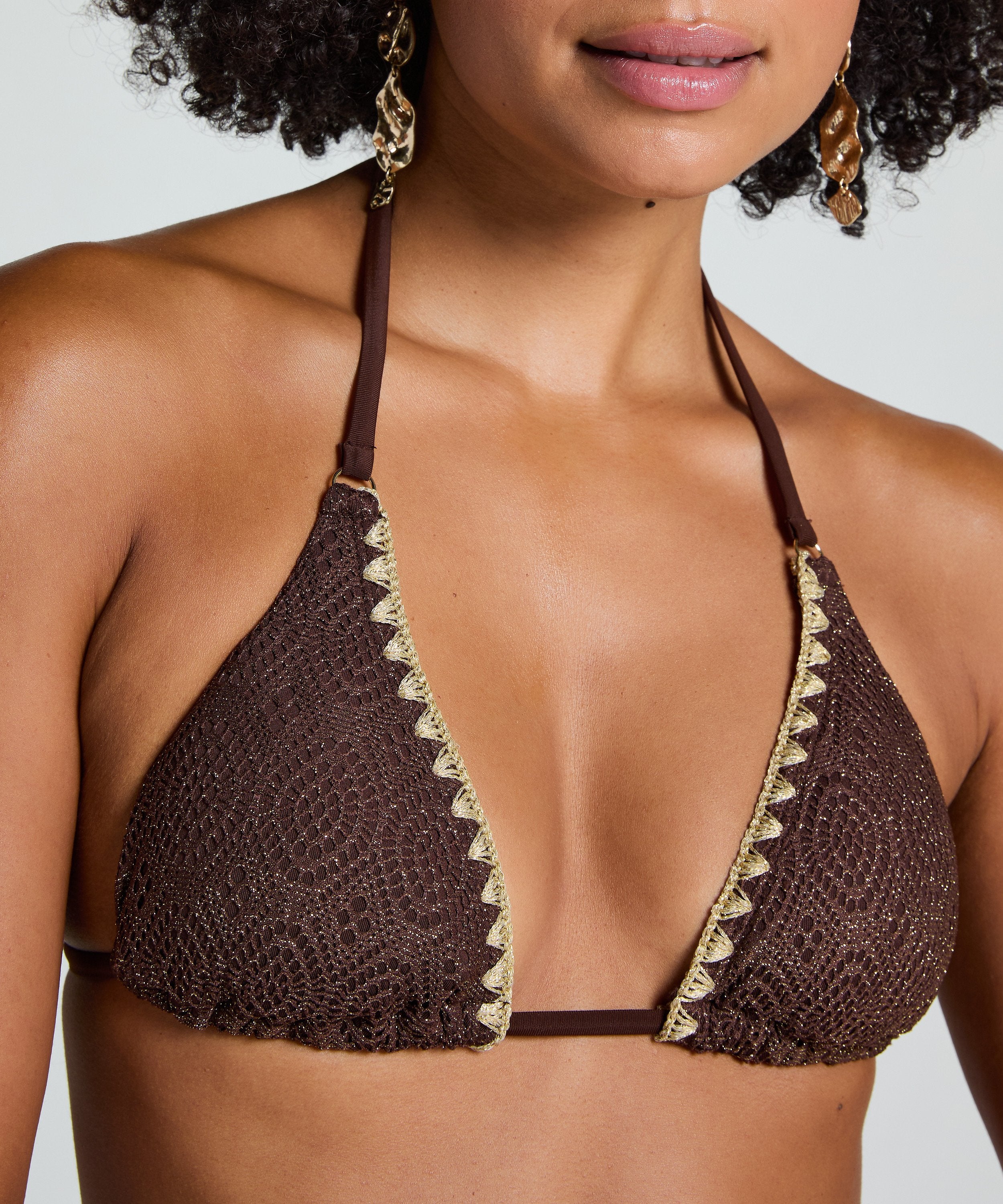 Triangle-Bikinioberteil Crochet  - Braun