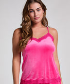 Cami Top Velours Lace  - Rosa