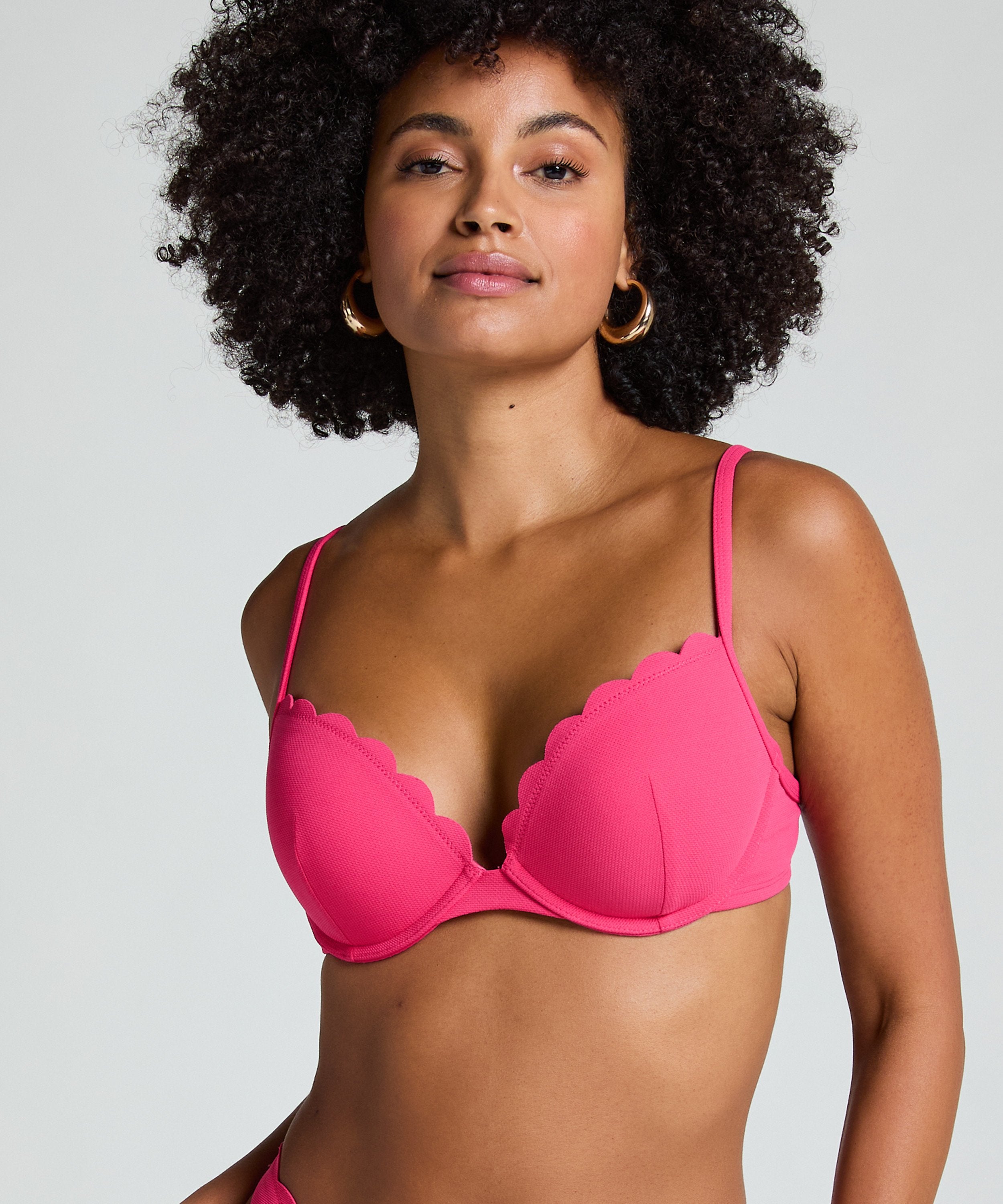 Vorgeformtes Push-up Bügel-Bikinitop Scallop Cup A - E  - Rosa