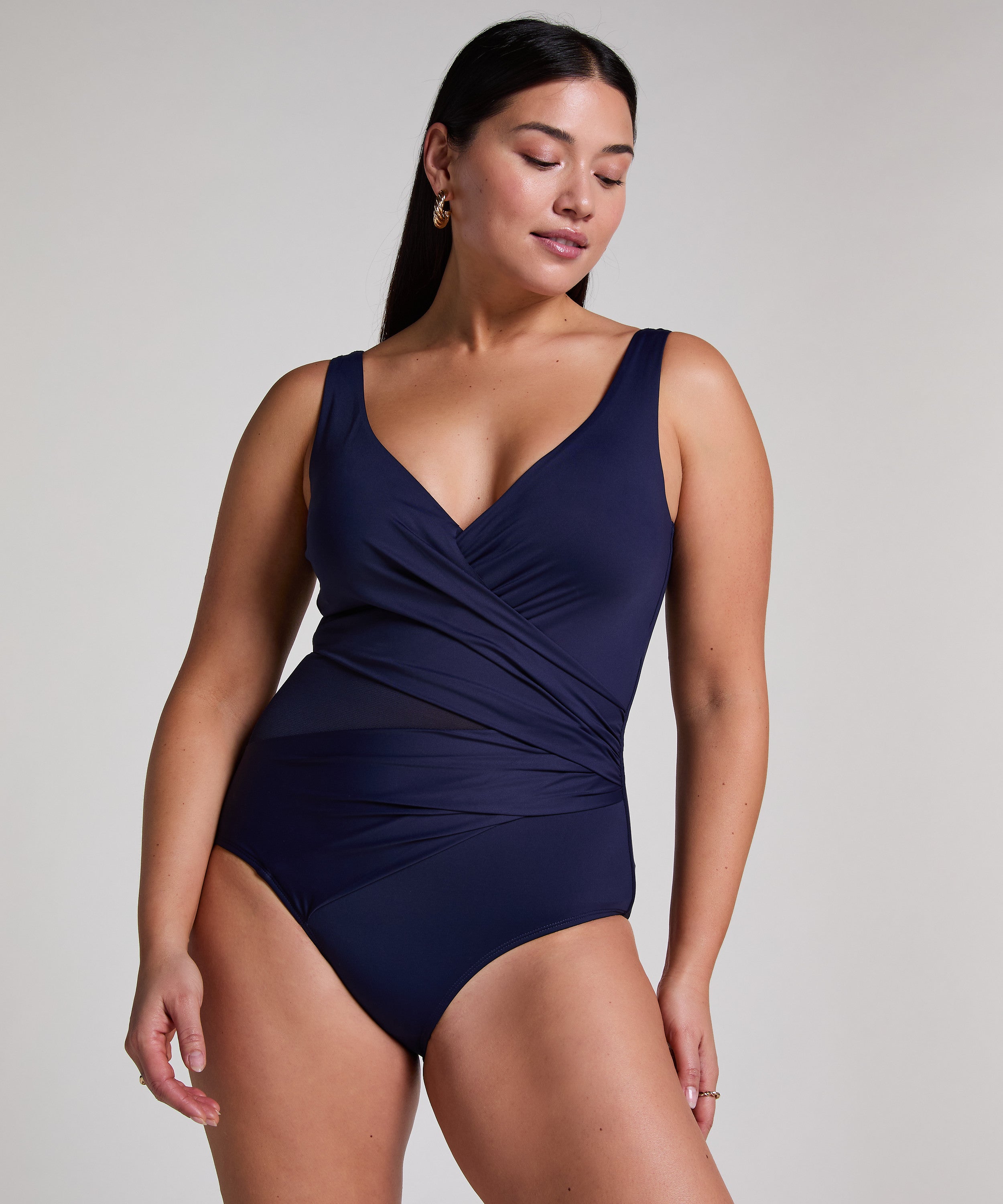 Badeanzug Shaping Shell Mesh  - Blau