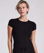 Pyjama-Top Rib Essential  - Schwarz