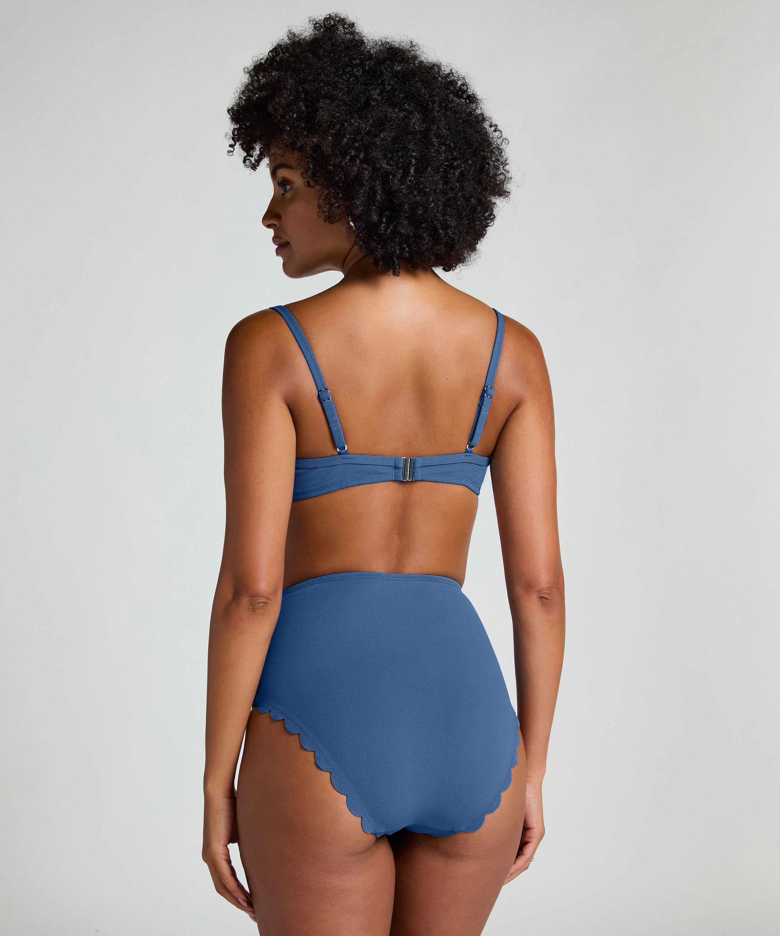 Scallop High-Waist Rio-Bikini-Unterteil  - Blau