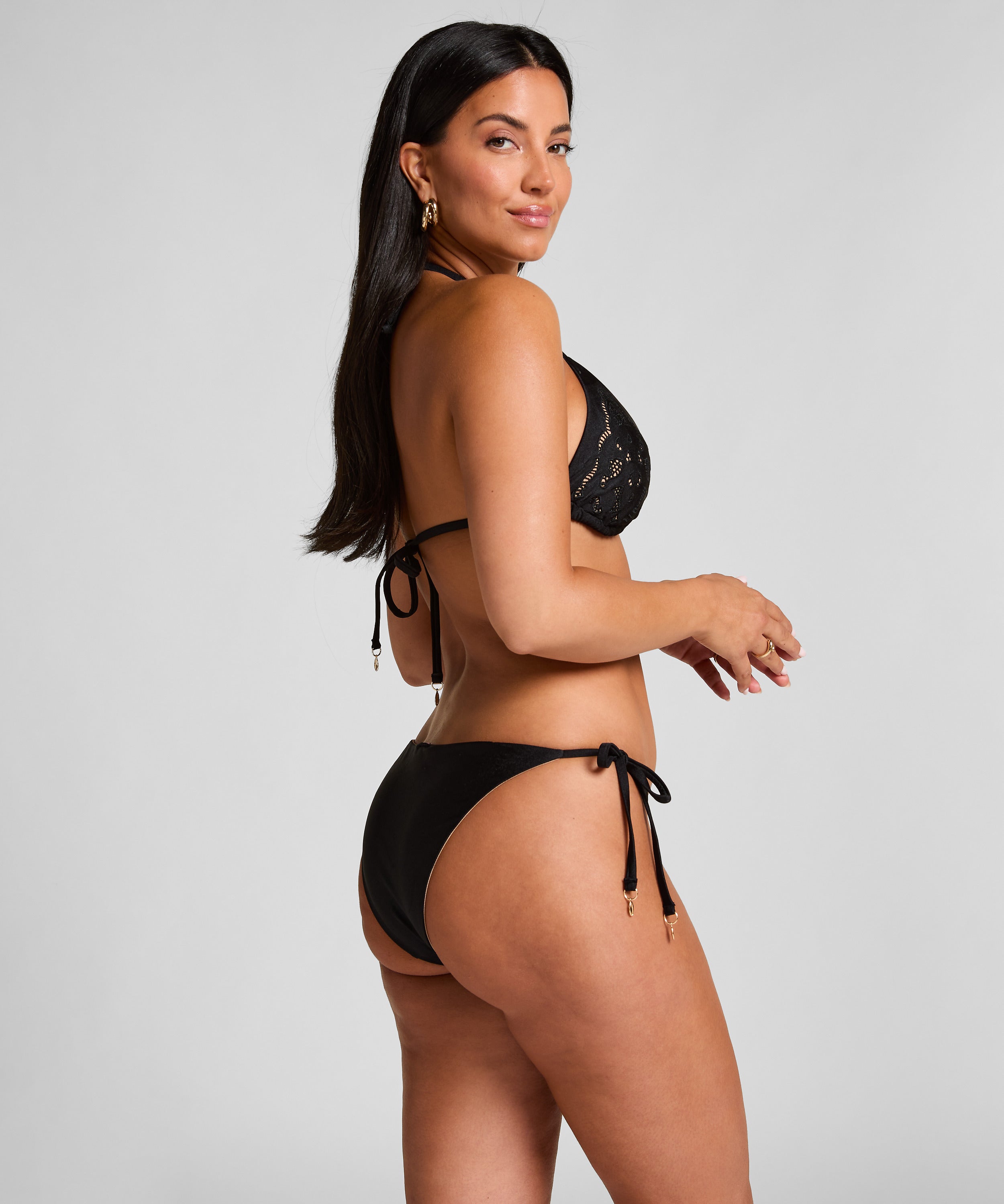 Triangel-Bikinioberteil Boho  - Schwarz