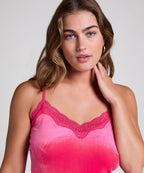 Cami Top Velours Lace  - Rosa