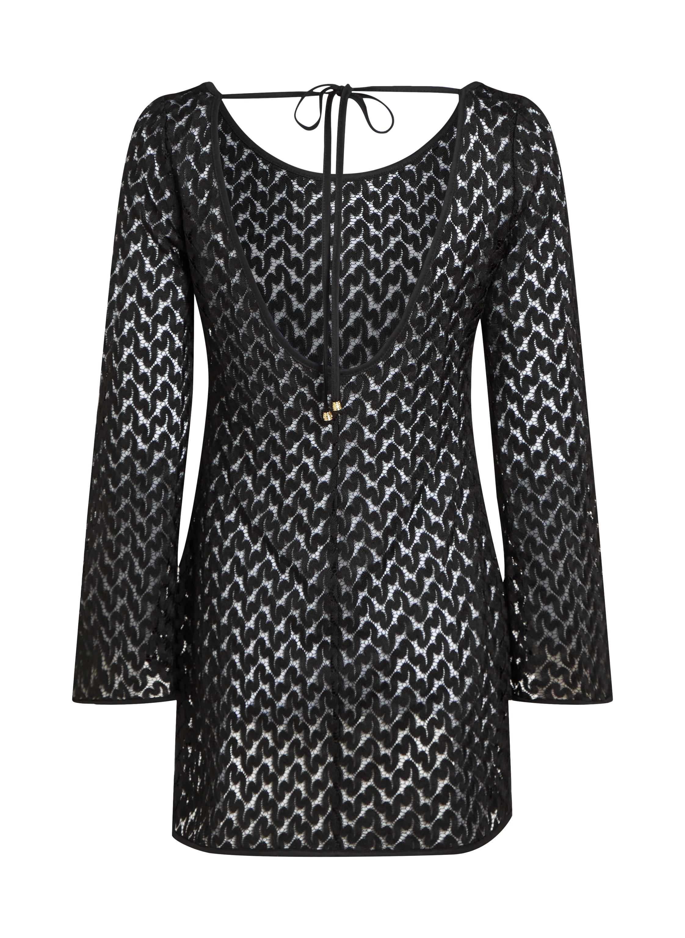 Strand-Häkelkleid  - Schwarz
