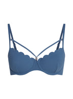 Wattiertes Bügel-Bikinioberteil Scallop  - Blau