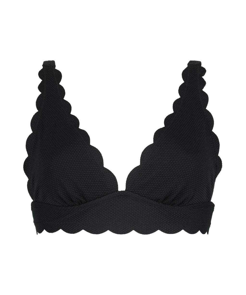 Triangel-Bikini-Oberteil Scallop  - Schwarz