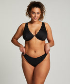 Unwattiertes Bügel-Bikini-Top Scallop  - Schwarz