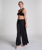 Satin-Strandhose  - Schwarz
