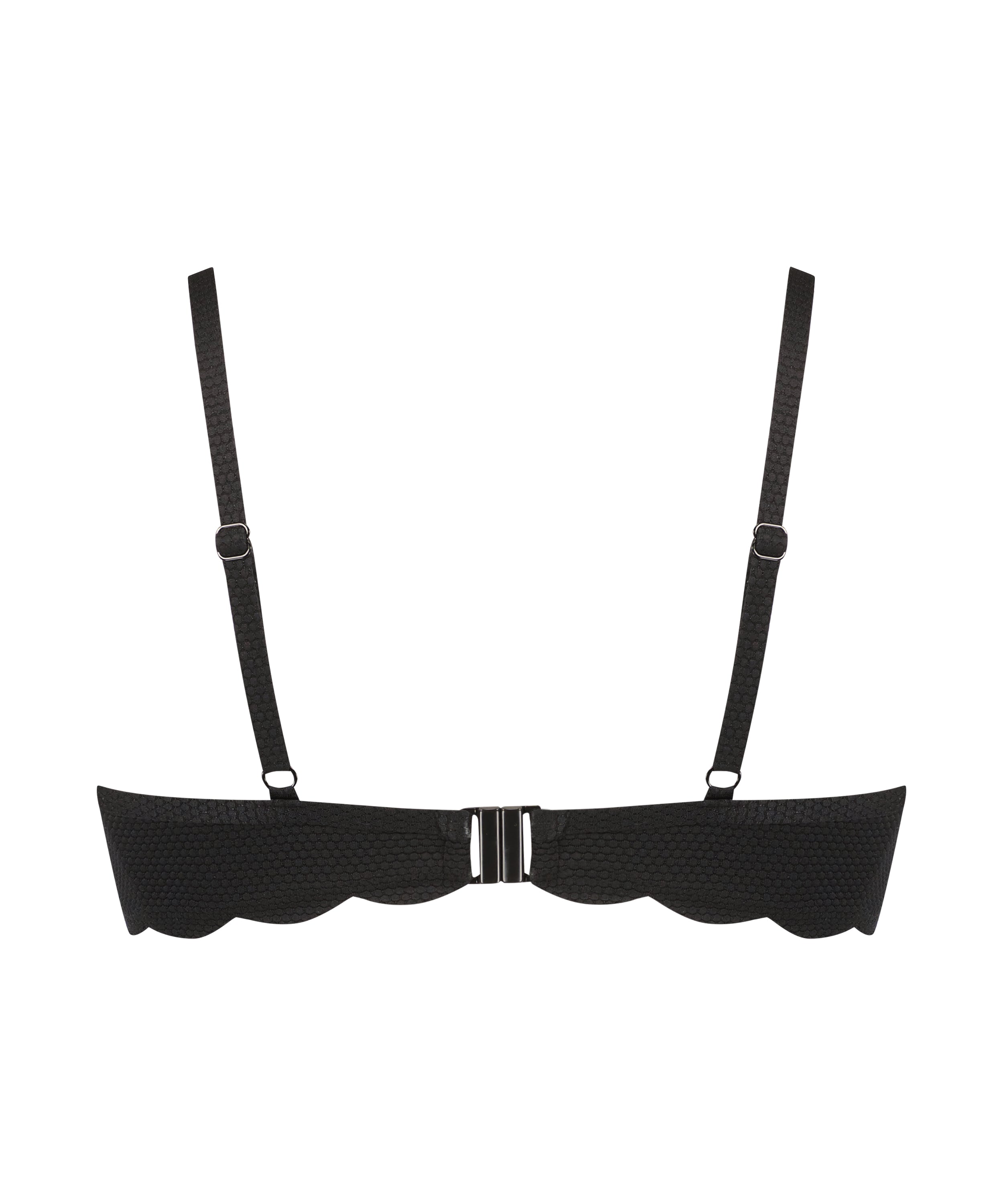 Wattiertes Bügel-Bikinioberteil Scallop  - Schwarz