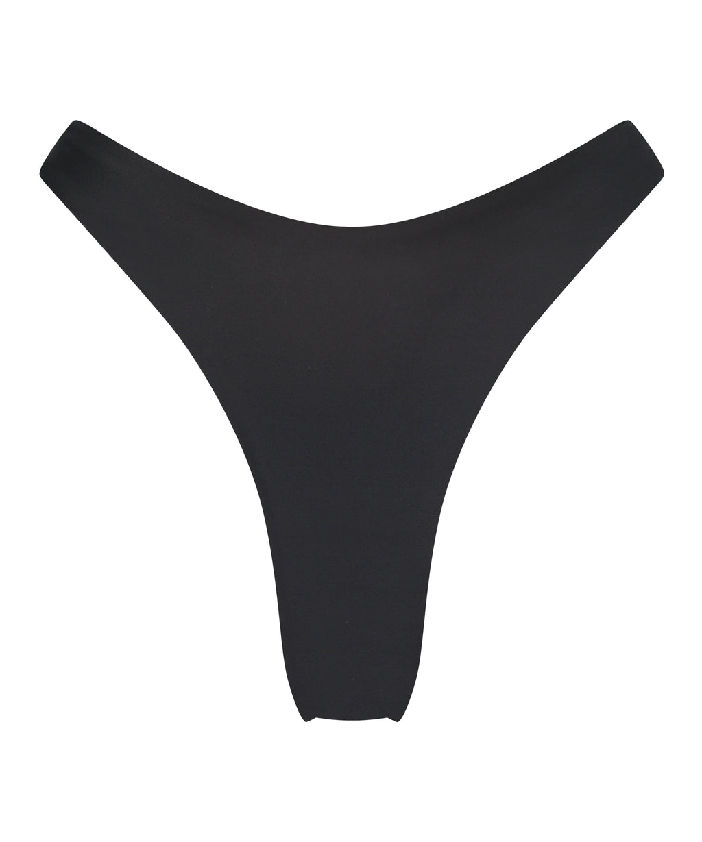 Bikini Slip mit hohem Beinausschnitt Luxe  - Schwarz