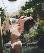 Crochet Bikinihöschen mit hohem Beinausschnitt  - Weiß