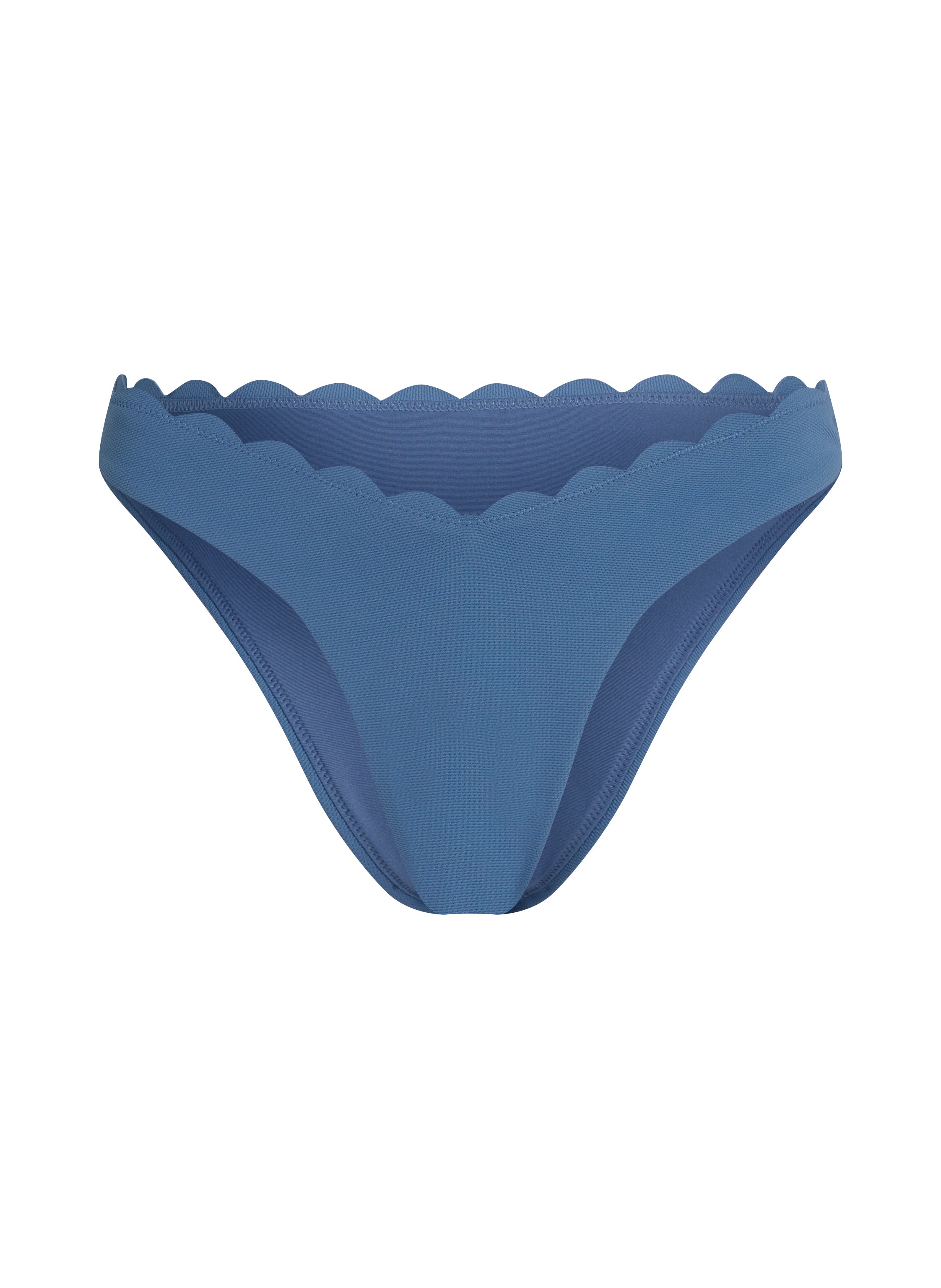 Bikini Slip mit hohem Beinausschnitt Scallop  - Blau