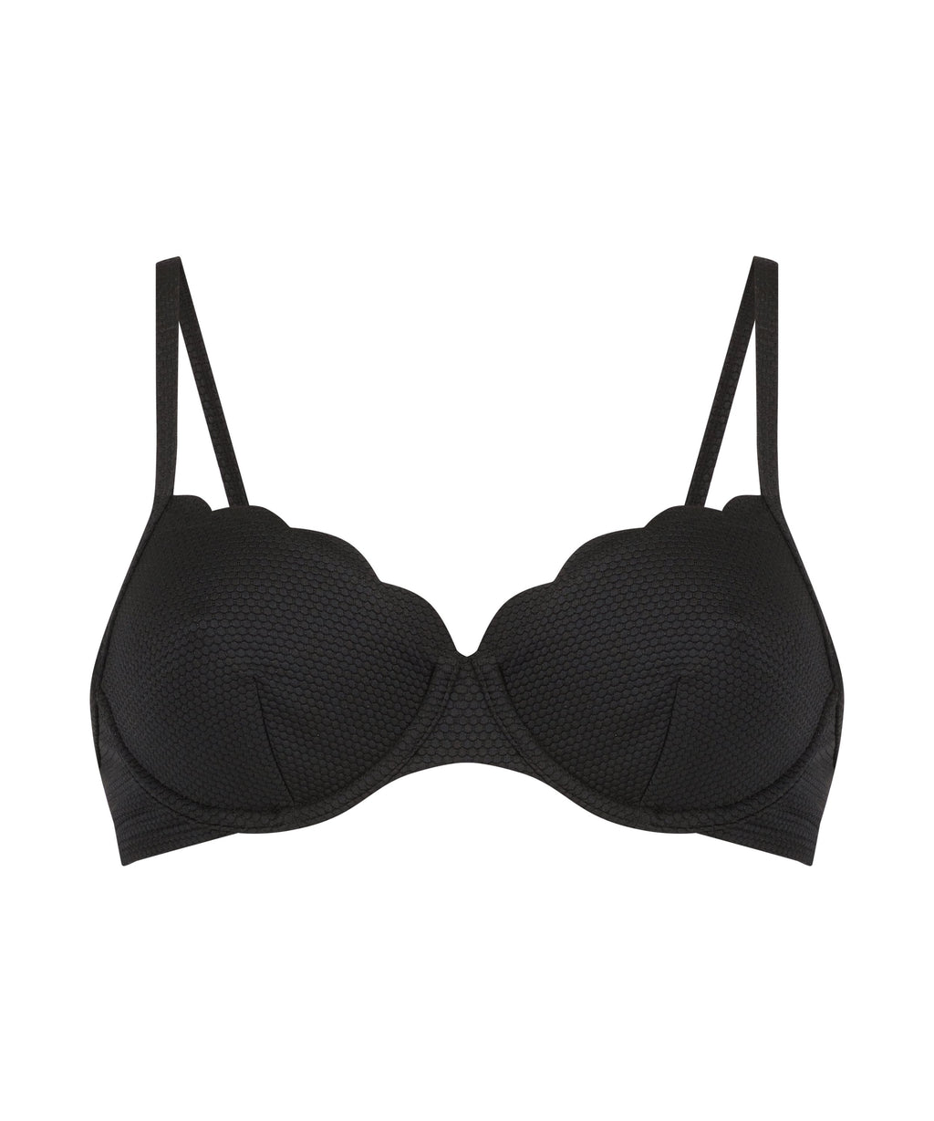 Nicht vorgeformtes Bügel-Bikini-Top Scallop  - Schwarz