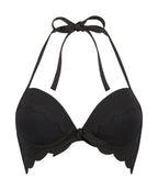 Vorgeformtes Push-up Bügel-Bikinitop Scallop Cup A - E  - Schwarz