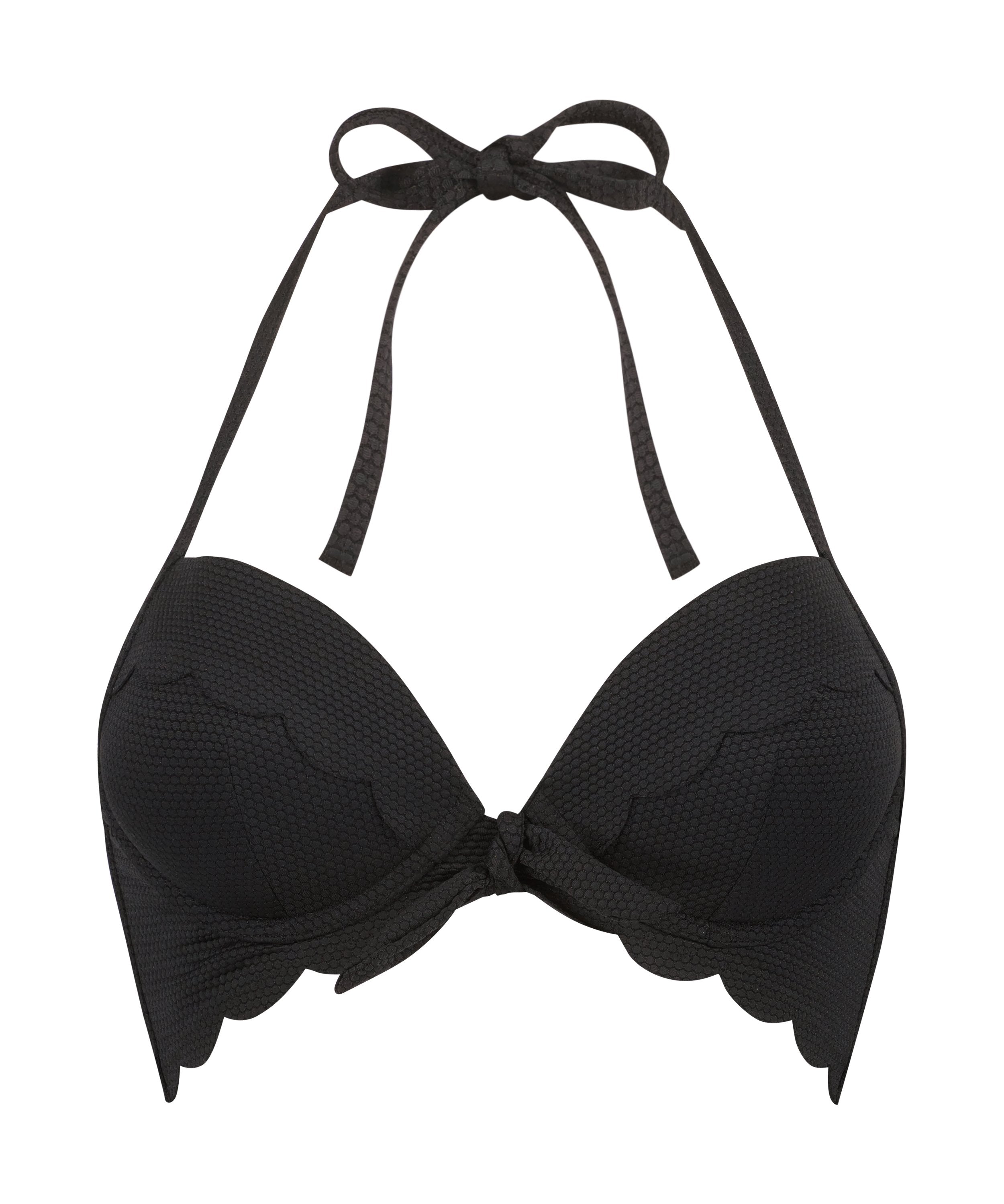 Vorgeformtes Push-up Bügel-Bikinitop Scallop Cup A - E  - Schwarz