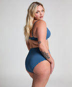 Scallop High-Waist Rio-Bikini-Unterteil  - Blau