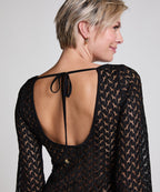 Strand-Häkelkleid  - Schwarz